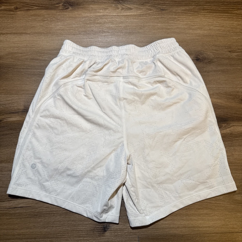 Lululemon Mens SMALL Pace Breaker LINED Short 7" Jacquard Perforated BONE White‎ - Picture 7 of 12